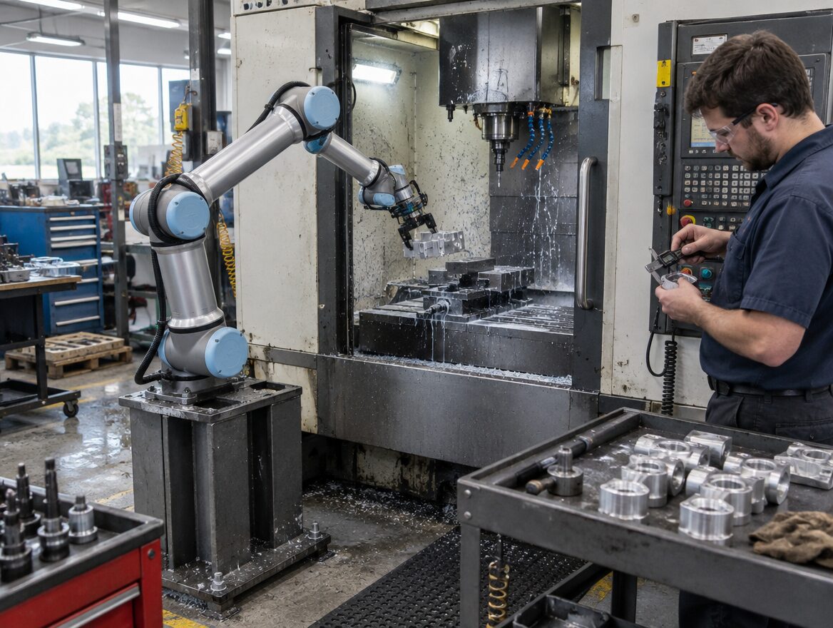 Collaborative robot loading a CNC machine
